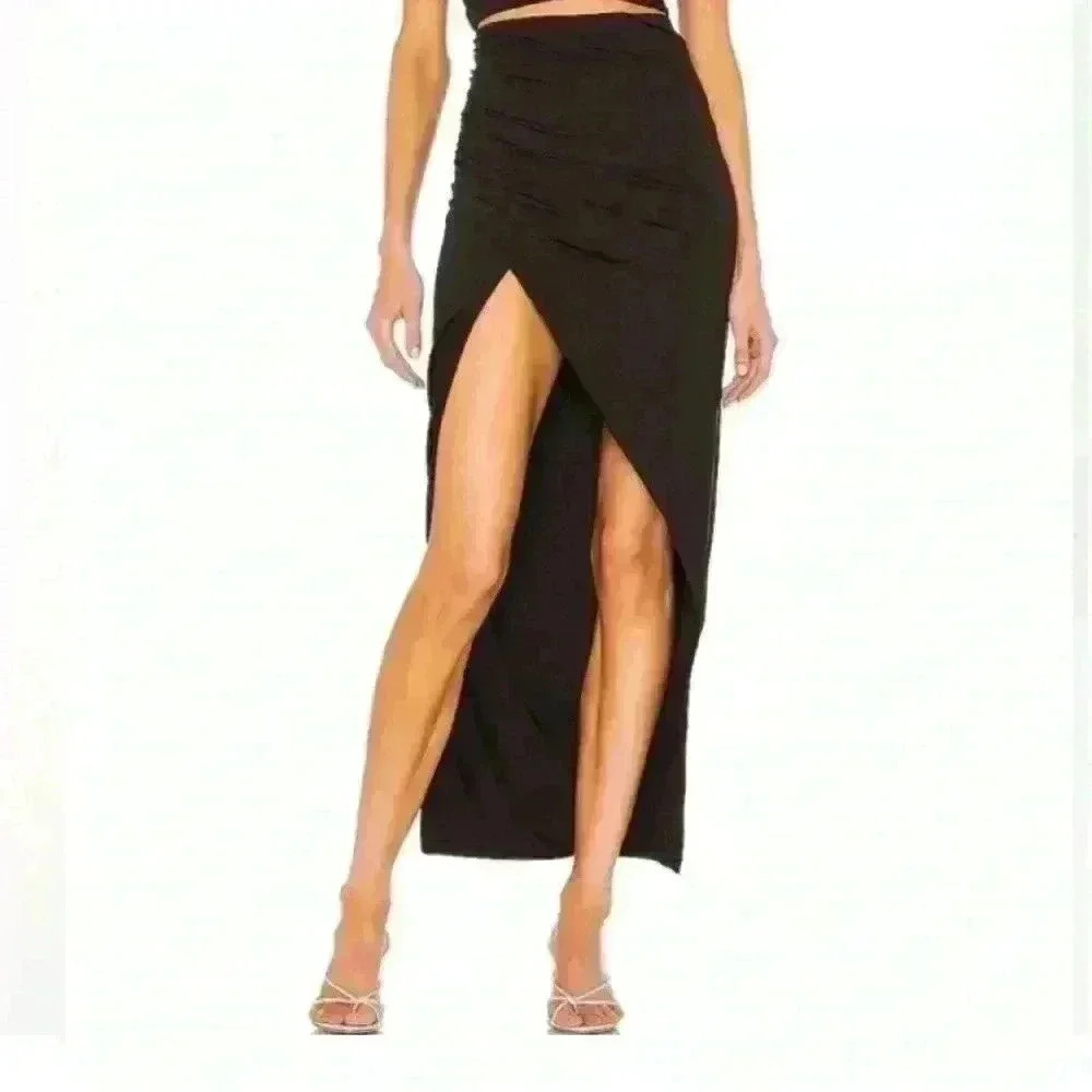Superdown “Lydia” Long Black Maxi Skirt With Dramatic Slit Size XS EUC!